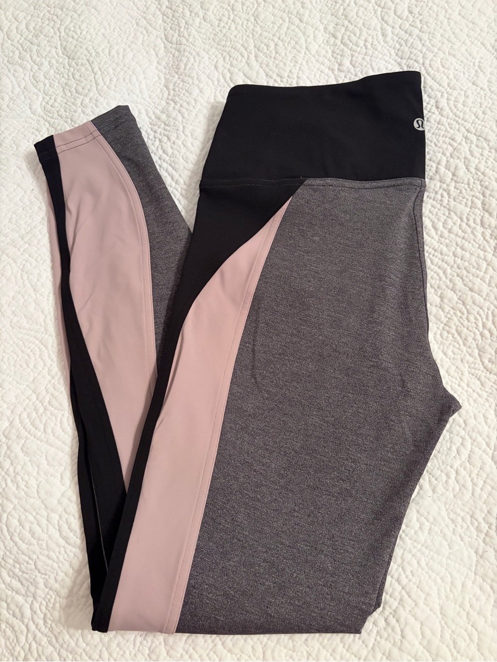 Lululemon athletica Colorblock Leggings in Blush, Charcoal, and Black size 10